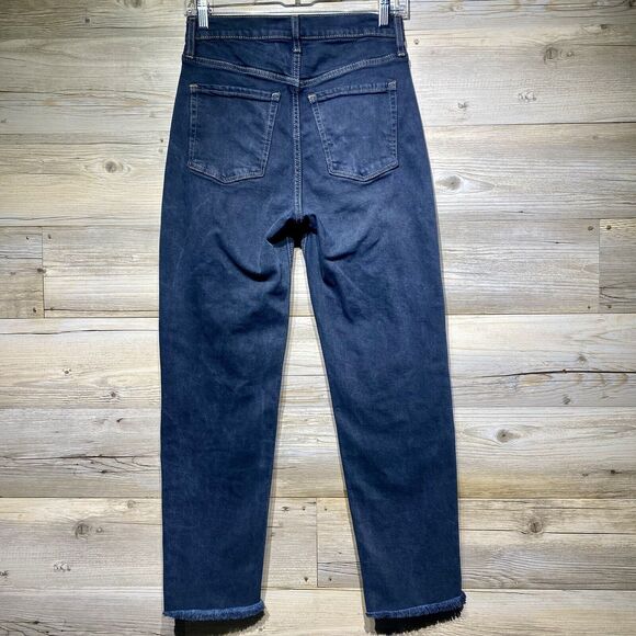 Old Navy Jeans Women 2 Faded Black Ultra High Rise Ankle Raw Fray Hem Button-Fly - Picture 2 of 9
